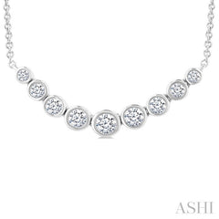 1/2 Ctw Graduated Bezel Set Round Cut Diamond Smile Necklace in 14K White Gold