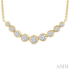 1/2 Ctw Graduated Bezel Set Round Cut Diamond Smile Necklace in 14K Yellow Gold